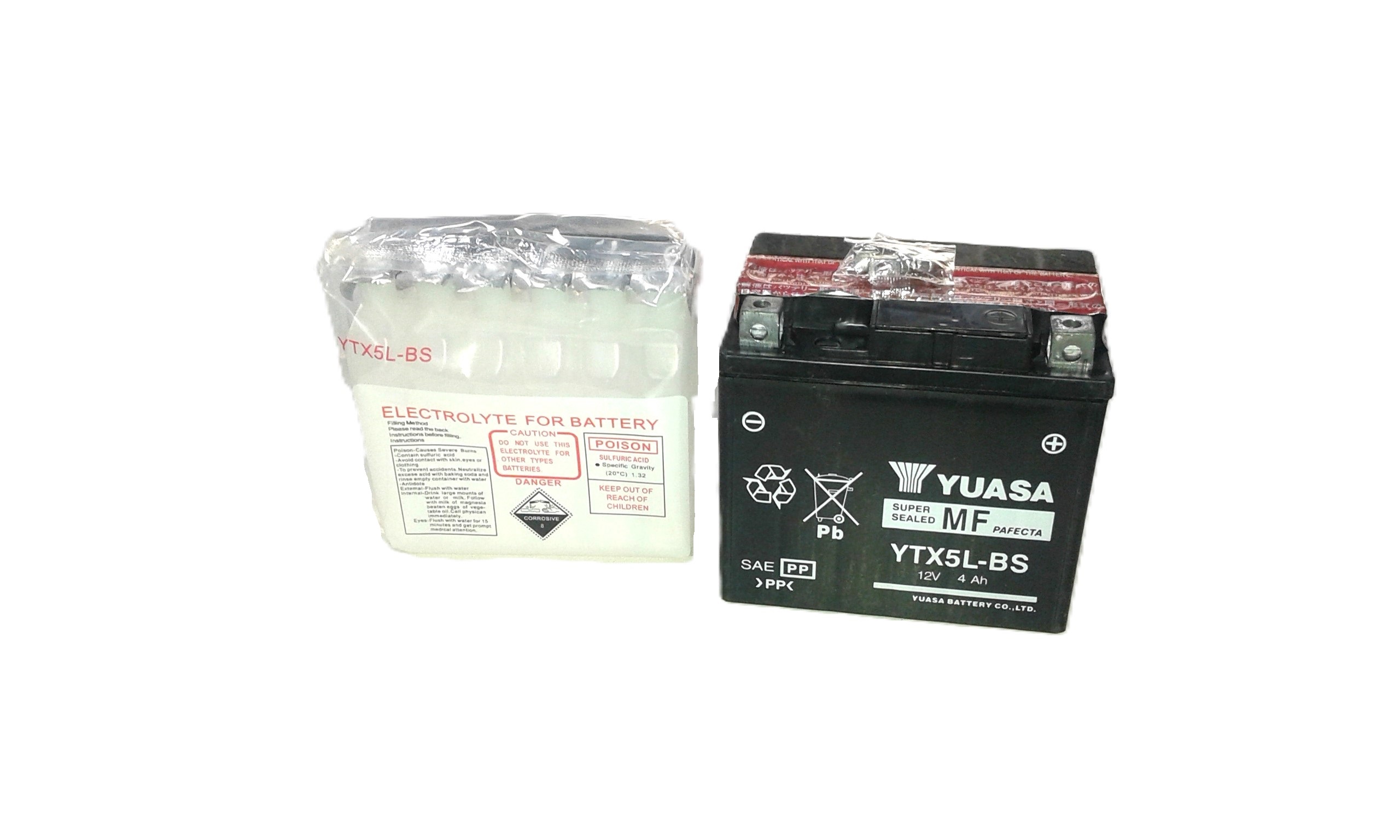 аккумулятор  12W 5А №19 YUASA MF (113*95*60) сухозяряженный с электролитом